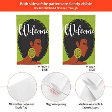 Beautiful Afro African American Woman Garden Flag - 12 x 18 Inch Premium Decor