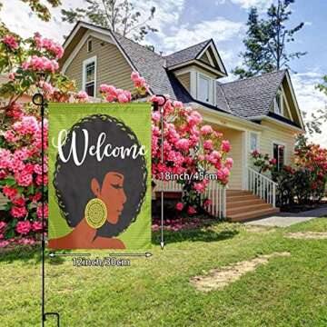 Afro Woman Garden Flag 12x18 for Outdoor Decor