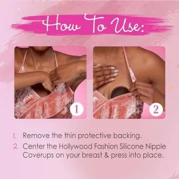 Hollywood Fashion Secrets Silicone Coverups, Size 2, Hypoallergenic, Reusable, Washable, Gentle on Skin, Ultra Thin, Self Adhesive, Deep Shade, 1 Pack