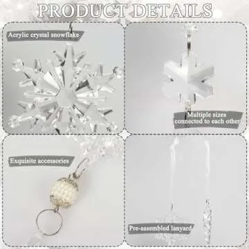 18pcs Crystal Christmas Ornaments for Tree Decorations-Hanging Acrylic Snowflake Icicle Ornaments with Drop Pendants for Winter Wonderland Chandelier Crystals Decorations Supplies