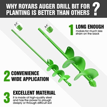 Royars Heavy-Duty Auger Drill Bit for Easy Planting Digging