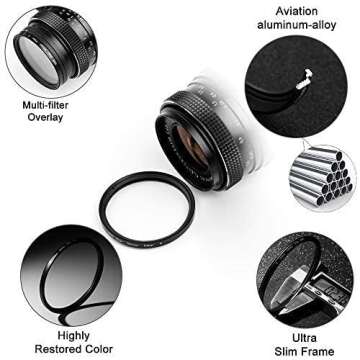 67mm Star Filter 4 Pieces Starburst Lens Filter(4 Points,6 Points,8 Points,12 Points) with Centre Pi...