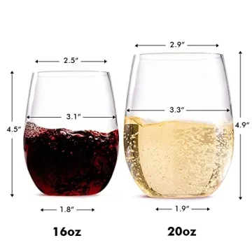 Unbreakable Stemless Wine Glasses, 16oz, Stylish and Safe