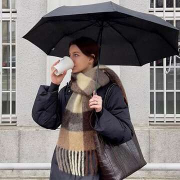 OUNIYA Large Chunky Plaid Scarf - Checked Colorful Oversized Soft Big Cashmere Wool Warm Blanket For...