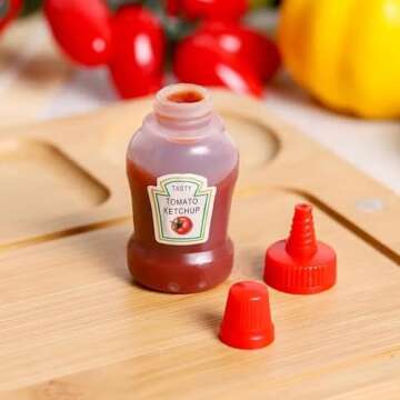 ZhangyiHot 4Pcs Mini Ketchup Bottle for Bento Box Accessories, Mini Condiment Squeeze Bottles, Porta...