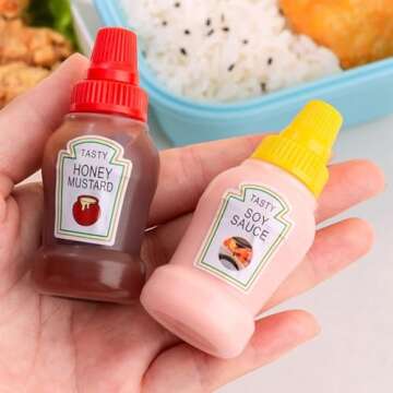 ZhangyiHot 4Pcs Mini Ketchup Bottle for Bento Box Accessories, Mini Condiment Squeeze Bottles, Portable Honey Sauce Salad Dressing Dispensers Jars Containers Dinnerware(ZS280)