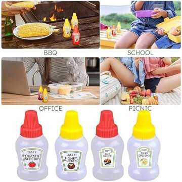 ZhangyiHot 4Pcs Mini Ketchup Bottle for Bento Box Accessories, Mini Condiment Squeeze Bottles, Portable Honey Sauce Salad Dressing Dispensers Jars Containers Dinnerware(ZS280)