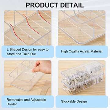 Tatuo 4 Pcs Cable Organizer with 40 Wire Ties, Clear Plastic Cord Storage Box with Lid for Home Office Desk Organizers and Accessories