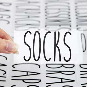 Talented Kitchen 133 Closet Labels for Bins and Baskets, Preprinted Water Resistant Stickers for Organizing Clothing and Storage Containers (All Caps)