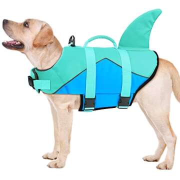 Malier Dog Life Jacket, Ripstop Dog Life Vest with Rescue Handle for Swimming Boating, Reflective Pu...