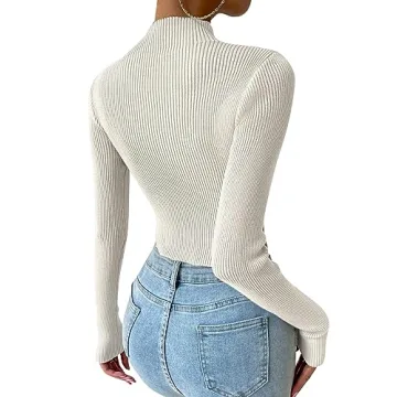 Lueluoye Women's Slim Fit Mock Neck Crop Sweater