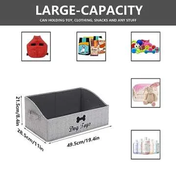 Morezi Dog Toy Basket Dog Toy Box Dog Toy bin Storage Perfect for organizing pet Toys, Blankets, leashes, chew Toys in Living Room Area, playroom, Closet, Shelf Gift Basket - Grey Stripe - Dog