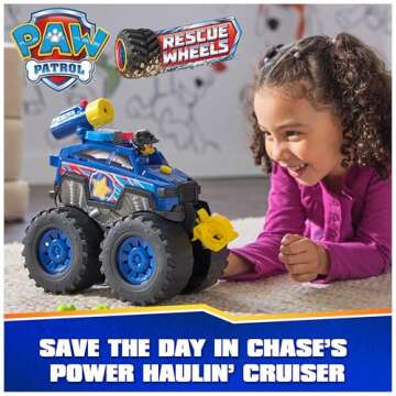 Paw Patrol: Rescue Wheels Chase’s Power Haulin’ Cruiser - Adventure Truck with Projectile Launch...