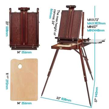 MEEDEN French Easel, Plein Air Easel, Art Easels for Painting Adult, Travel Easel, Easel Stand for P...