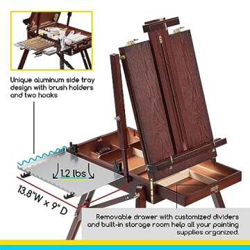 MEEDEN French Easel, Plein Air Easel, Art Easels for Painting Adult, Travel Easel, Easel Stand for Painting, Portable Artist Easel for Outdoor Painting, Sketching, Display
