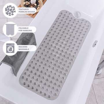 ROSMARUS Non-Slip Bathtub Mat for Safe Showers
