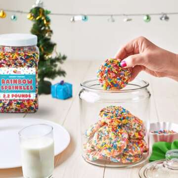 Rainbow Sprinkles - 2.2 Pounds - Bulk Rainbow Jimmies for Cookies - Birthday Cake for Ice Cream, Baking, Cupcakes, Donuts
