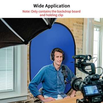 Selens 5x6.6ft Blue Grey Backdrop for Photography, 2-in-1 Pop Up Collapsible Photo Background with C...