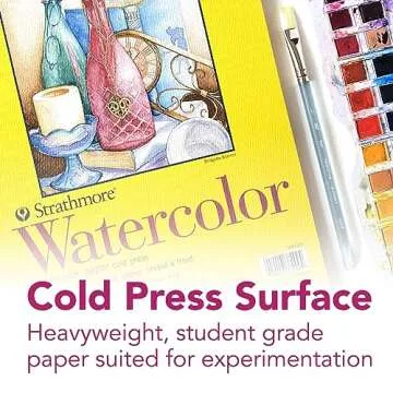 Strathmore 300 Series Watercolor Paper Pad, Top Wire Bound, 9x12 inches, 12 Sheets (140lb/300g) - Artist Paper for Adults and Students - Watercolors, Mixed Media, Markers and Art Journaling