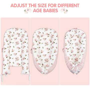 Parkside Wind Baby Lounger Cover - Portable Newborn Lounger Seat, Pink Flower Design