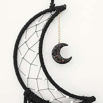 Black Moon Dream Catcher with Light - Perfect Room Decor