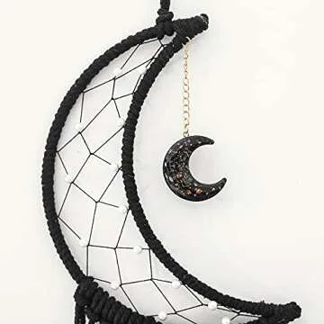 Black Moon Dream Catcher with Light - Perfect Room Decor