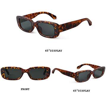 BUTABY Rectangle Sunglasses for Women Retro Driving Glasses 90’s Vintage Fashion Narrow Square Fra...