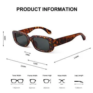 BUTABY Retro Rectangle Sunglasses UV400 Protection for Women