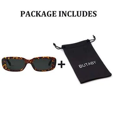BUTABY Retro Rectangle Sunglasses UV400 Protection for Women
