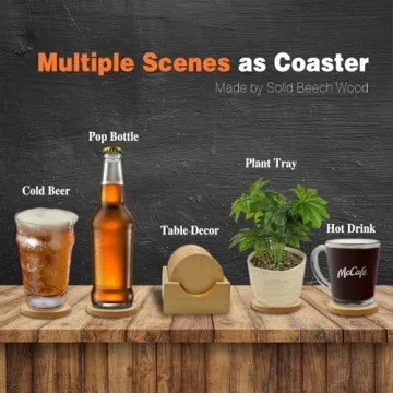 Man Cave Accessories Unique Coasters, Mancave Decor for Men Wood Coasters for Drinks with Bottle Opener Holder Set of 6 - Boho/Farmhouse Coasters Home Bar Decor - Coasters for Men Gifts