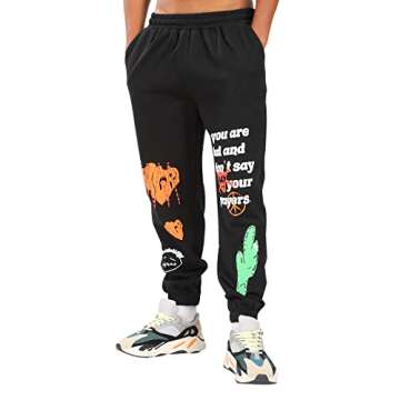 Stylish Cactus Graffiti Joggers - Comfortable Gray Sweatpants