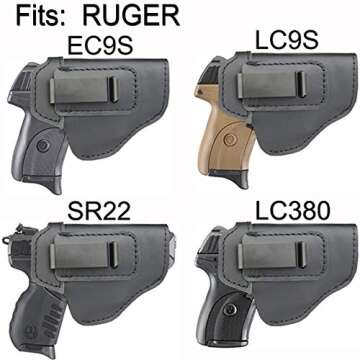 IWB Holster Fits:Ruger EC9S / LC9S / LC380 / SR22 - Inside Waistband Concealed Carry Pistols Holster (Right Side)