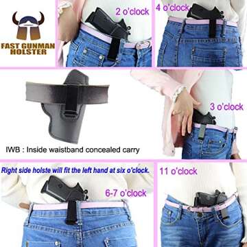 IWB Holster Fits:Ruger EC9S / LC9S / LC380 / SR22 - Inside Waistband Concealed Carry Pistols Holster (Right Side)
