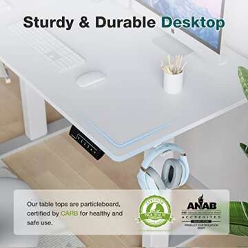 Sweetcrispy Electric Standing Desk, 40 x 24in Adjustable Height Electric Stand up Desk Standing Computer Desk Home Office Desk Ergonomic Workstation with 3 Memory Controller, White