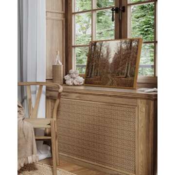 ARPEOTCY Vintage Framed Fall Wall Art, Living Room Autumn Scenery Pictures Wall Decor, Canvas Prints Art, Kitchen Forest Country Paintings Farmhouse Retro Home Decor,12x16 Inch