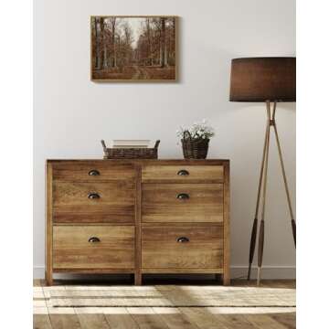 ARPEOTCY Vintage Framed Fall Wall Art, Living Room Autumn Scenery Pictures Wall Decor, Canvas Prints Art, Kitchen Forest Country Paintings Farmhouse Retro Home Decor,12x16 Inch