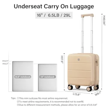 Hanke 16 Inch Lightweight Underseat Luggage for Travel