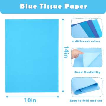 Koogel 320 Sheets Blue Tissue Paper, 14×10 Inch Gift Wrapping Paper Bulk Thickened Craft Tissue Pap...