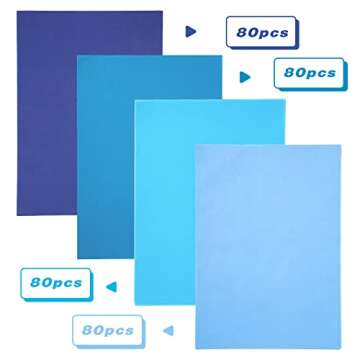 Koogel 320 Sheets Blue Tissue Paper, 14×10 Inch Gift Wrapping Paper Bulk Thickened Craft Tissue Paper for DIY Crafts Party Holiday Gifts Box Decoration
