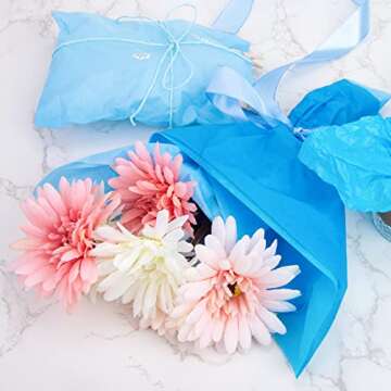 Koogel 320 Sheets Blue Tissue Paper, 14×10 Inch Gift Wrapping Paper Bulk Thickened Craft Tissue Paper for DIY Crafts Party Holiday Gifts Box Decoration