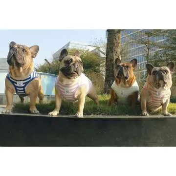 iChoue Pug 100% Breathable Cotton Striped T Shirts Halloween Vest Clothes for Medium Dogs Tank Tops Puppy French Bulldog Frenchie English Boston Terrier Pitbull Pink White Stripes - Small