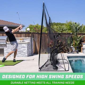 GoSports Golf Practice Hitting Net - Choose Between Huge 10 ft x 7 ft or 7 ft x 7 ft Nets - Personal Driving Range for Indoor or Outdoor Use - Designed by Golfers for Golfers
