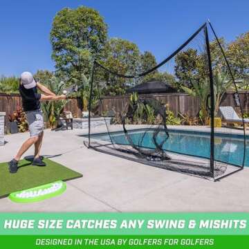 GoSports Golf Practice Hitting Net - Choose Between Huge 10 ft x 7 ft or 7 ft x 7 ft Nets - Personal Driving Range for Indoor or Outdoor Use - Designed by Golfers for Golfers