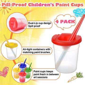 30 Pack Painting Tools Paint Brushes for Kids, Paxcoo Kids Paint Brushes with Paint Cups Paint Palette Tray for Kids Gifts Birthday Art Party School Prizes