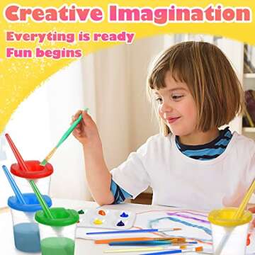 30 Pack Painting Tools Paint Brushes for Kids, Paxcoo Kids Paint Brushes with Paint Cups Paint Palette Tray for Kids Gifts Birthday Art Party School Prizes