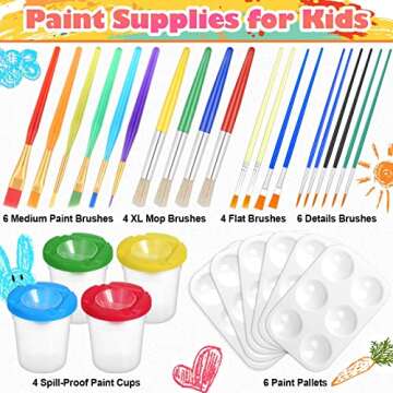 30 Pack Painting Tools Paint Brushes for Kids, Paxcoo Kids Paint Brushes with Paint Cups Paint Palette Tray for Kids Gifts Birthday Art Party School Prizes