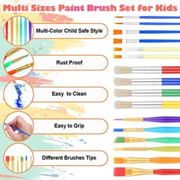 30 Pack Painting Tools Paint Brushes for Kids, Paxcoo Kids Paint Brushes with Paint Cups Paint Palette Tray for Kids Gifts Birthday Art Party School Prizes