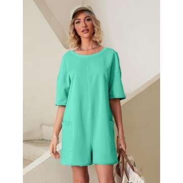 Glamaker Women's Oversized Tee Romper Summer Casual Athletic T-shirt Romper Backless Loose Fit Overa...