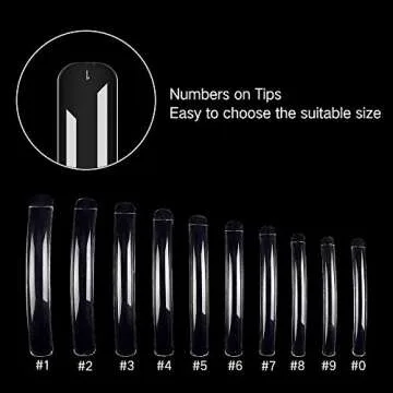 FlyItem 100 Pcs Curve Extra Long False Nail Art Tips Acrylic Fake Nail Tools Kit (Clear)