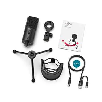 FIFINE USB Desktop PC Microphone with Pop Filter for Computer and Mac, Studio Condenser Mic with Gain Knob Mute Button Headphone Jack for Gaming Streaming Recording YouTube, Extra USB-C Plug-K683A